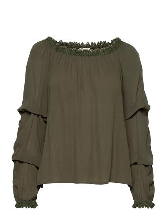 Crbea Blouse Bluse Langermet Grønn Cream