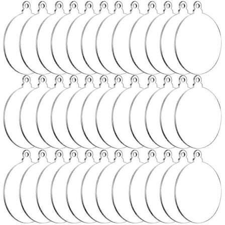Joulu koristeellinen tyhjä lämpö DIY -kyltti perheelle ystäville lapsille pyöreä muoto 9x7,5 cm akryyli 36 kpl