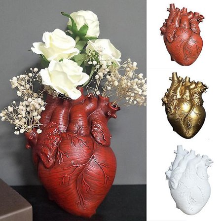Kreativ Plantepotte Simulation Hjerteformet Vase Harpiks Anatomisk Organ Blomsterpotte Ornament Kompatibel med
