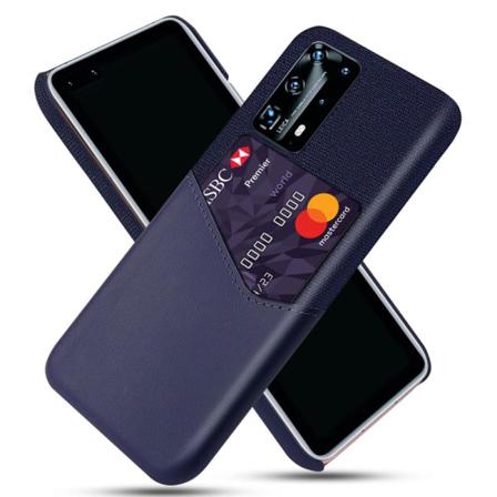 Huawei P40 Pro - Skal Med Plats För Kort - Mörk Blå Darkblue Mörk Blå