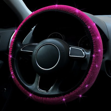 (Rosa kristall) Bilratt Skydd Bling Bling Rhinestones Kristall Universal Ingen Inre Ring Fyra Säsonger Biltillbehör Fodral Bil Styling