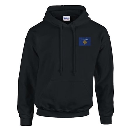 Hupullinen collegepaita - PIXELFORMA - Kosovon lippu - Musta - Pitkät hihat - Hupullinen kaulus