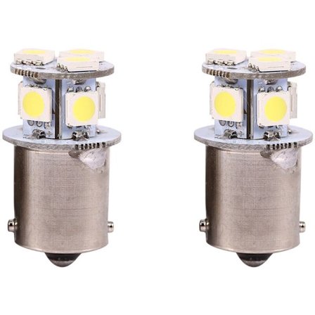 2 stk. BA15S R5W 1156 5050 8SMD Hvite LED Bremselyspærer til Bil