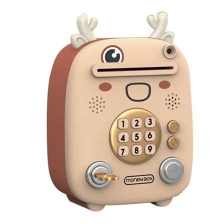 Mini Piggy Bank Syngende Elektronisk Piggy Bank Penge Opbevaringsboks med Fingeraftryk Adgangskode Ansigtsgenkendelse Lys Musik til Børn Drenge Piger 