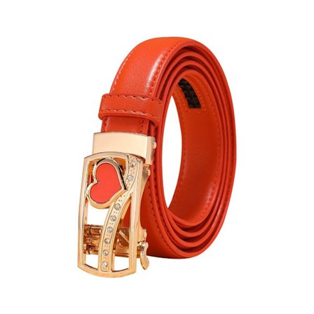 Ægte læderbælte Automatisk spænde linning ORANGE-LOVE