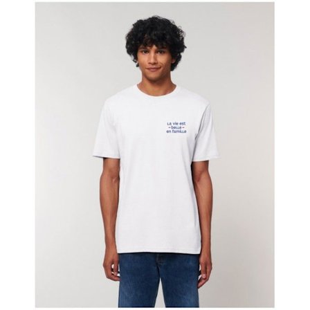 T-paita - Elämä On Kaunis Perheen Kesken - Luomupuuvilla - Lyhyet Hihat - Pyöreä Kaula-aukko