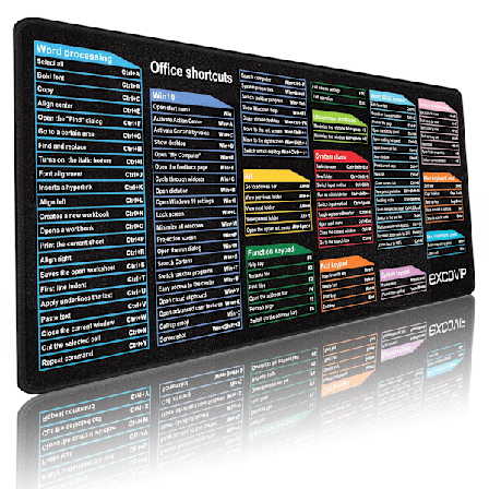 Excel Kortkommandoer Musmatta, Utökad Stor Fusk Musmatta, PC Kontor Kalkylblad Tangentbord Matta, Halksäker Sydd Kant 300*700*2Mm
