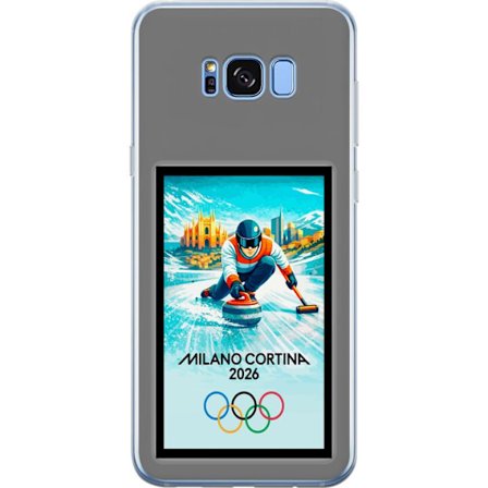 Yhteensopiva Puhelinkuori Samsung Galaxy S8+ Jääkiekkoilukuva, jossa pelaajat liikkuvat jäällä, Milano Cortina 2026, Milanin maamerkit ja olympialaist
