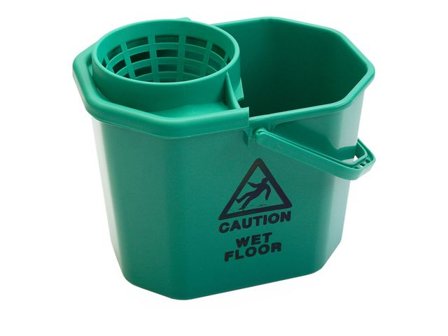 DIVERSEY Rengöringshink med varningssymbol och handpress, grön, 101 - Lyreco - Städ och hygien - Moppar och stativ - Svabbar