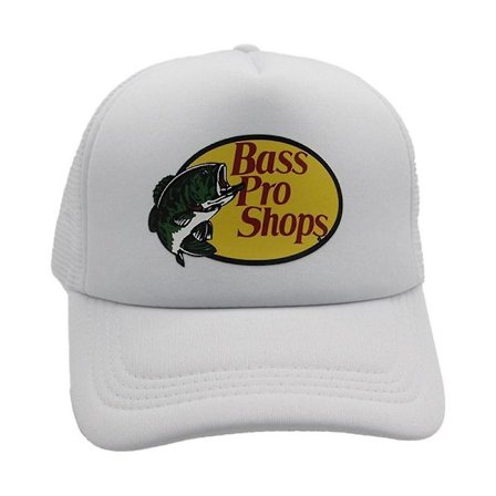 Bass Pro Shop Utendørskeps Truckerkeps med Mesh - Herre og Dame One Size Fits All Snapback-lukking - Perfekt for Jakt & Fiske - Perfekt Hvit