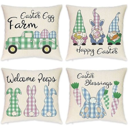 Pääsiäistyynynpäälliset 18 X 18 4 kappaleen sarja Maalaistalon tyynyt Pääsiäiskoristeet Tyynynpäälliset Kodinsisustukseen