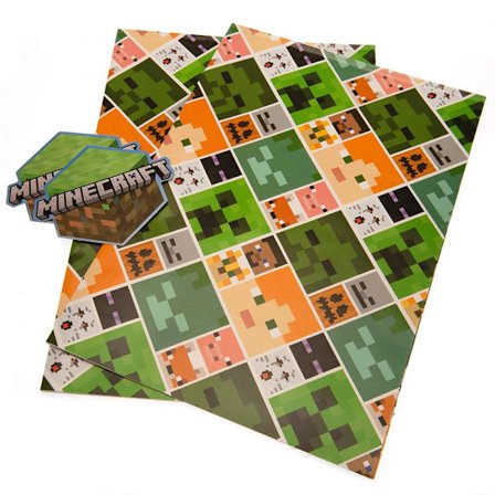 Minecraft presentpapper (2-pack) One Size Grön/Orange/Grå