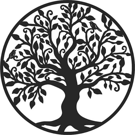 Metallveggdekorasjon Livets tre ramme Industriell svart veggdekorasjon