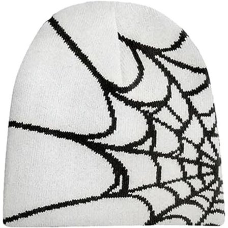 (hvid) Vinterhue til kvinder og mænd, varm strikket Y2K-hue, slouchy hue