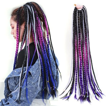 Flerfarvet hestehale paryk pandebånd 6 6