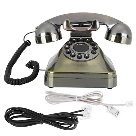 Vintage telefon med ledning i antik bronze, HD-opkald, store knapper, US/UK-tilslutning
