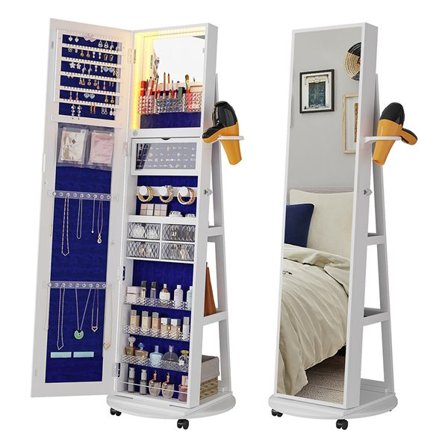 Speilskap på hjul for sminke og smykker