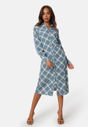 VERO MODA Vmginas betine LS calf dress Coronet Blue AOP:Bet Klær