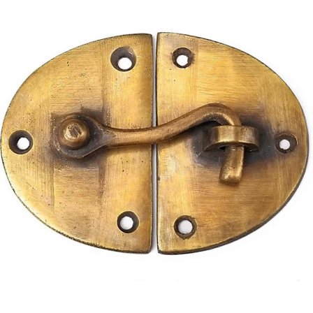 Vintage Stugskåp Oval Dörrlås Krok Massiv Mässing Hasp Lås Grind Fönster X14 POL