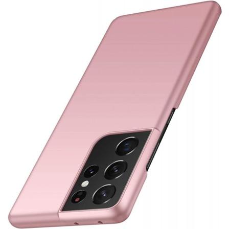 Samsung S21 Ultra Ultratunn Gummibelagd Skal Basic V2 Rosenguld Rosa Guld