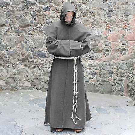 S-5XL Renæssance Munk Præst Habit Scapular Friar Kostume Religiøs Helgen Kjole Robe Mænd Præst Hætte Kåbe Halloween Outfit