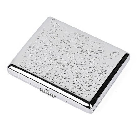 Metall sigarettetui - Retro dobbeltsidig åpen hjertefjærklemme, egnet for 18-20 100mm sigaretter (sølv).