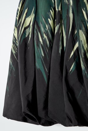 COS Women's Printed Bubble-Hem Midi Skirt in Black