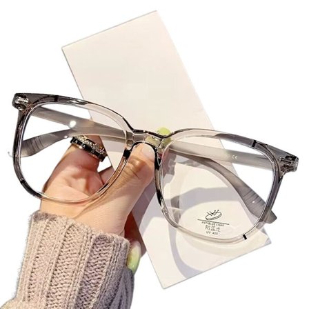 Blåljussperrande glasögon med tunna reflekterande linser fyrkantiga bågar glasögon för unisex daglig användning (transparent grå)