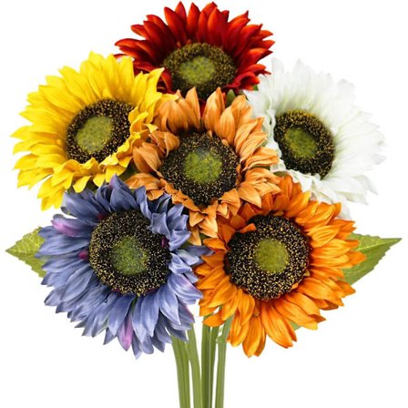 Lange stilk kunstige solsikker til høye vaser, silke falske solsikker til hjem og bryllup