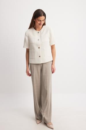 NA-KD Veste en tweed à manches courtes - Vestes Printemps - OffBlanc - EU 32