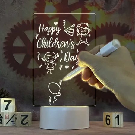 LED Anteckningstavla Bordslampa med Penna