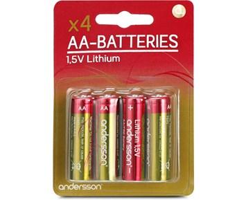 Andersson 4-pack Litium AA-batterier FR06 4-pack Litium AA-batterier 1,5 V 2900 mAh FR06 Power Litiumbatterier - Litiumbatterier