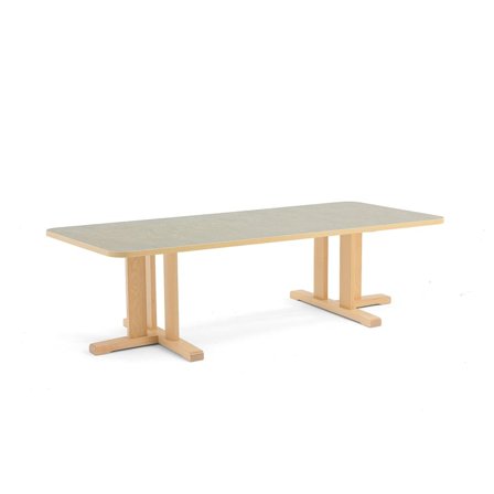 Table KUPOL, rectangular, 1800x800x500 mm, grey linoleum, birch