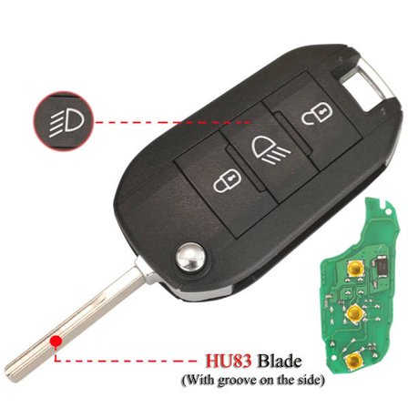 Flip Fjernbetjening Smart Bilnøgle Til Peugeot 208 301 508 5008 Expert 434MHZ ID46 PCF7941A Chip