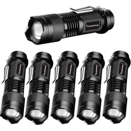 6, Pocketman 7 W 300 Lm Sk-68 3 Lägen Mini Q5 Led