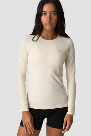 ICANIWILL - Define Seamless Long Sleeve Cream - Oberteile - Damen - ICIW