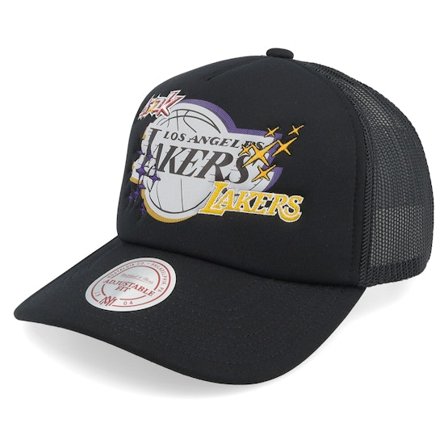 Mitchell & Ness - NBA Zwart trucker Cap - Los Angeles Lakers 2k Flash Hwc Black A-Frame Trucker @ Hatstore