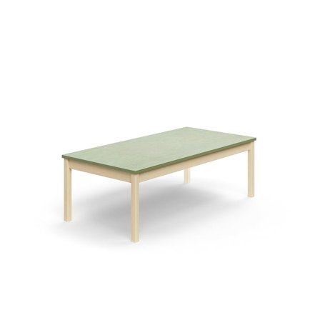 Table DECIBEL, 1600x800x530 mm, noise reducing linoleum, birch/green grey