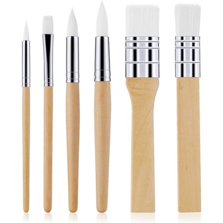 Sæt med 6 træpensler til akrylmaleri, ideel til oliemaleri, akvarel, lærredsmaleri, kunstnerisk makeup (krop, ansigt, negle)