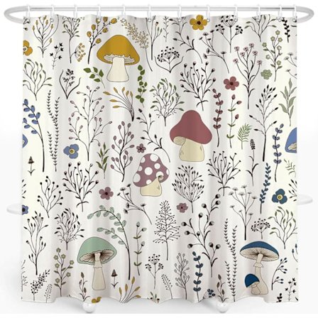 Svamp Bruseforhæng, Sødt og Funky Vandtæt Polyesterstof Bruseforhængssæt med 12 Kroge Badeværelsesindretning, 183x183 cm (04)