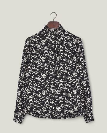 Lexington Printed Frill -pusero, musta/valkoinen