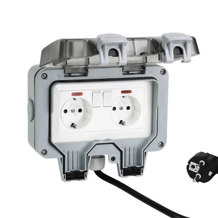 Vandtæt vægkontakt stikdåse dobbelt stikkontakt - tysk 6M
