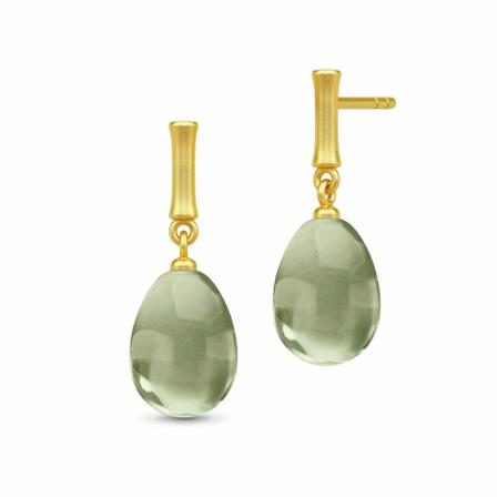 Julie Sandlau Bamboo Wisdom Earstuds - Gold Grøn, Dame Øreringe, Størrelse: ONE Size