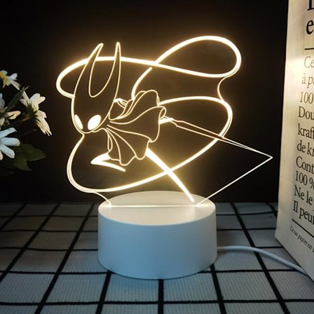 3D Nattlampe, Hollow Knight Figur Figurspiller Tegnekunst Las 2