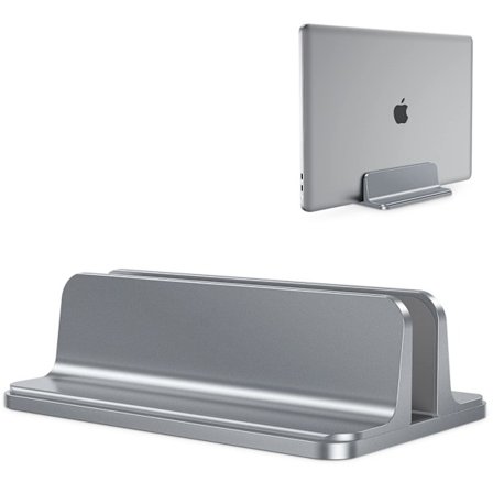 Vertikal bærbar computer stand justerbar, aluminium MacBook stand grå