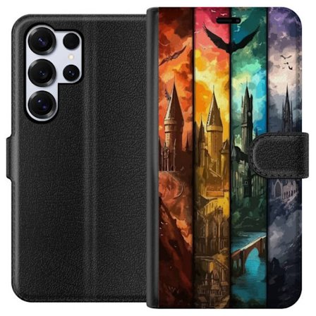 Kompatibel Tegnebogsetui til Samsung Samsung Galaxy S25 Ultra Fire magiske slotte i forskellige elementfarver, episk fantasykunst med ild vand luft og