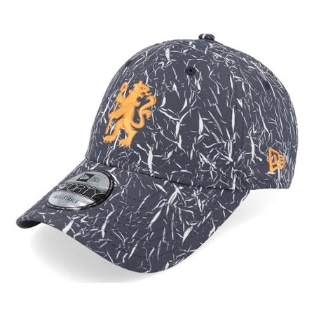 New Era - Football Blå adjustable Caps - Manchester United Crinkle All Over Print 9FORTY Navy/Orange Adjustable @ Hatstore