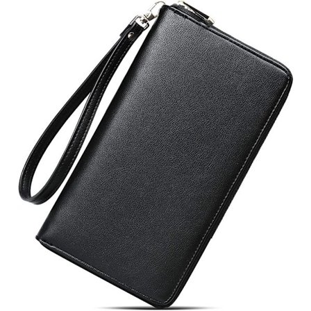 Damepung med lynlås i stort nubucklæder fra designer - plads til mønter og kort