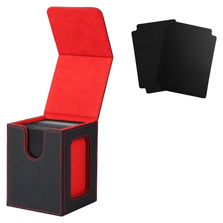 Æske med vindue til mindst 100 MTG-kort - Svart/Rød