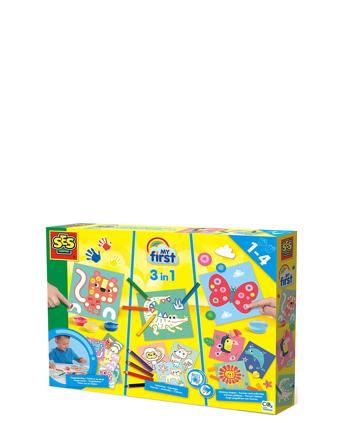 My First - 3 In 1 Fingerpainting, Colouring And Sticking Shapes Toys Creativity Drawing & Crafts Craft Craft Sets Multi/patterned SES Creative